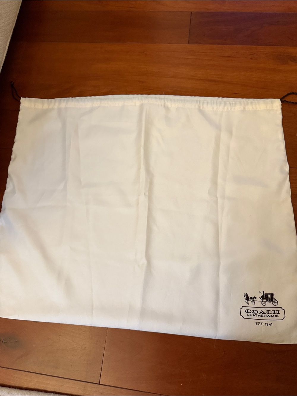 Coach White Drawstring Dust Bag with Logo